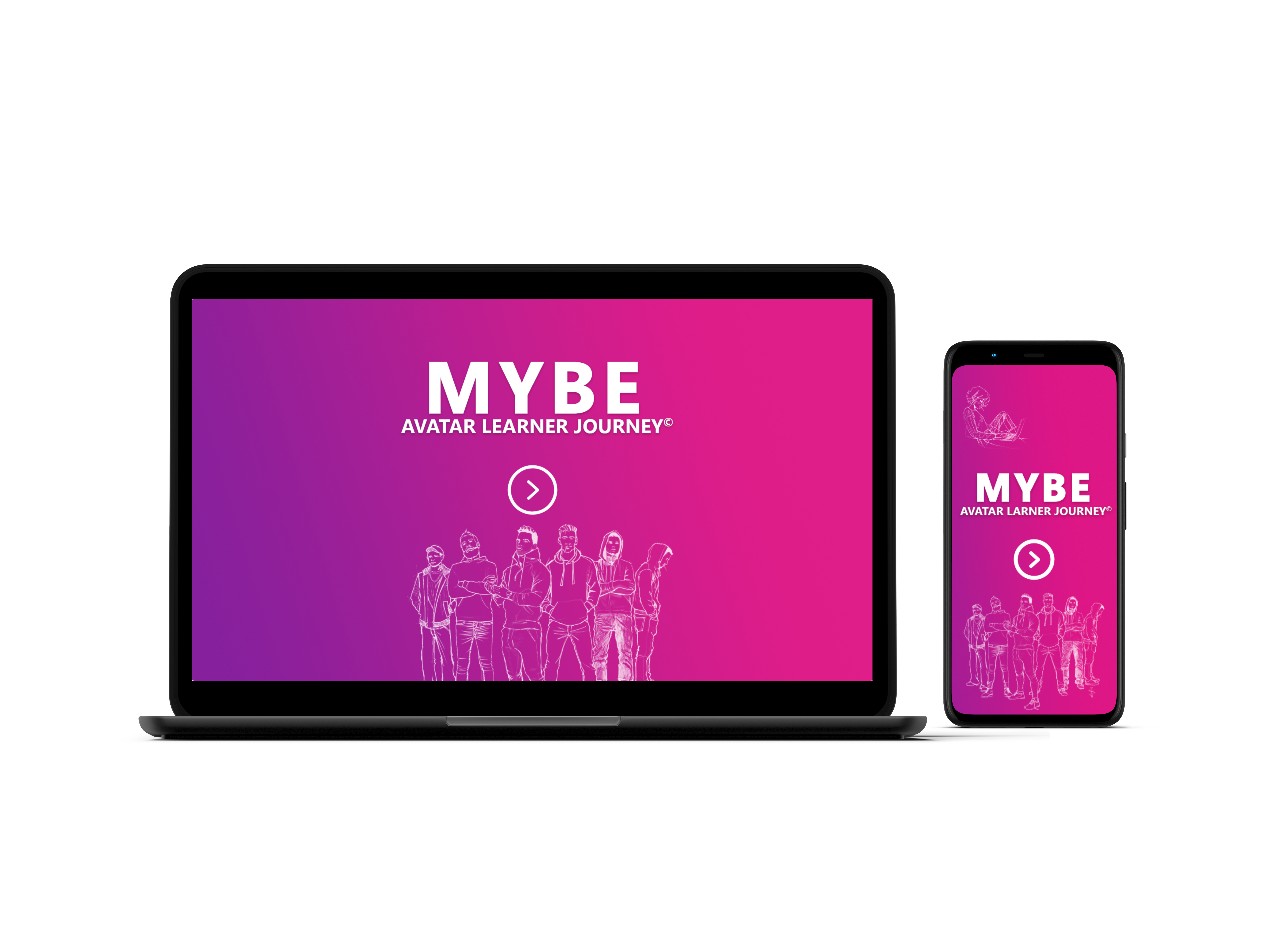 MYBE Avatar Learner Journey on laptop and mobile